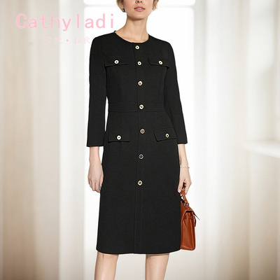 CATHYLADI法式小香风圆领连衣裙