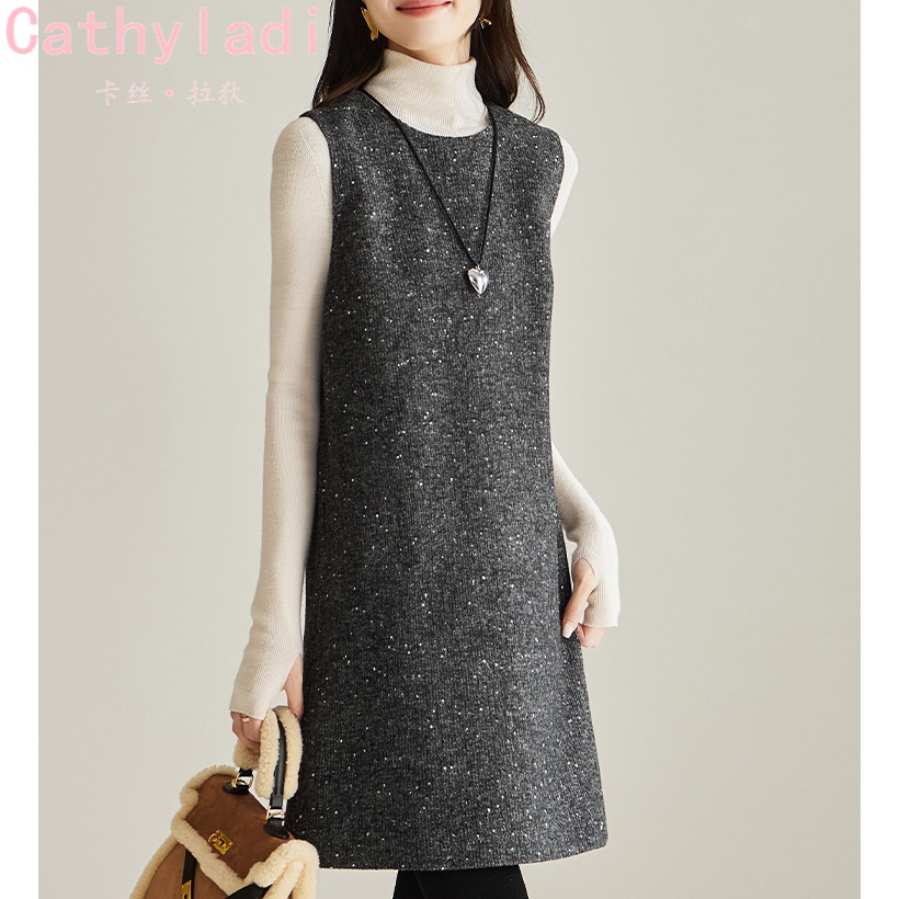CATHYLADI新款灰色无袖背心裙