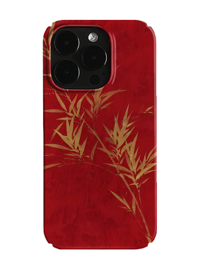 红色中式竹子艺术小众适用高级感卡通iPhone16pro+苹果15promax菲林手机壳新款13/1214proVIVO90