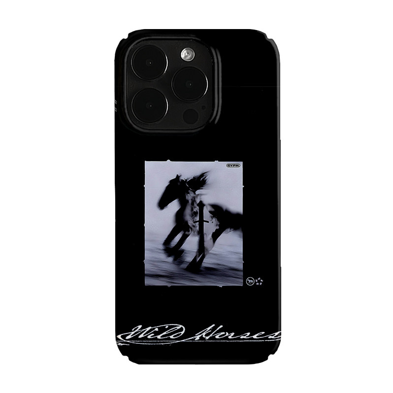高级感黑色战马艺术小众适用高级感卡通iPhone16pro+苹果15promax菲林手机壳新款13/1214proVIVO90