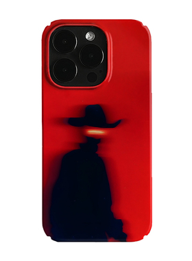 ins红色黑衣人艺术小众适用高级感卡通iPhone16pro+苹果15promax菲林手机壳新款13/1214proVIVO90