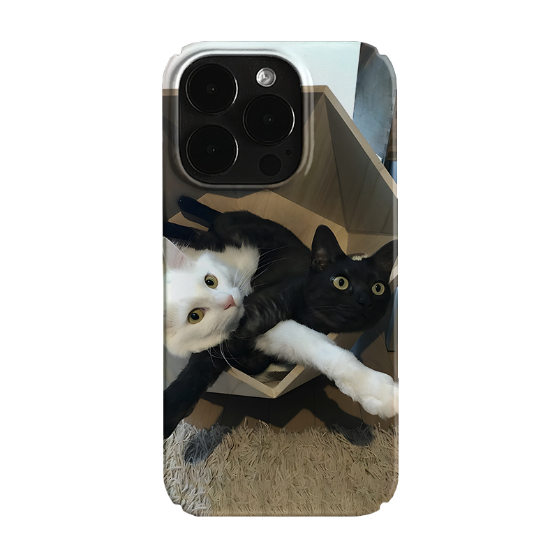 黑白呆呆猫可爱艺术小众适用高级感卡通iPhone14pro+苹果15promax菲林手机壳新款13/12VIVO90