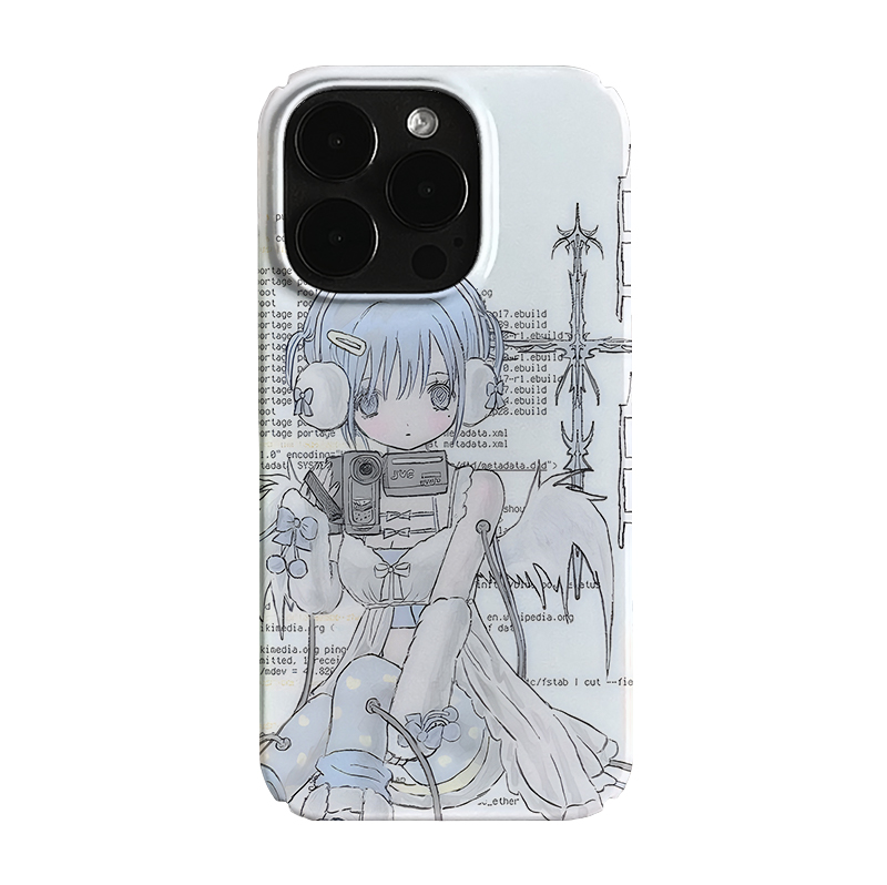 蓝色二次元Y2K少女风玩偶小众动漫卡通iPhone14pro+苹果15promax菲林手机壳新款13/12mini的适用华为p60pro