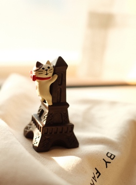 巧克力巴黎铁塔猫猫公仔摆件礼物