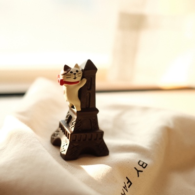 巧克力巴黎铁塔猫猫公仔摆件礼物