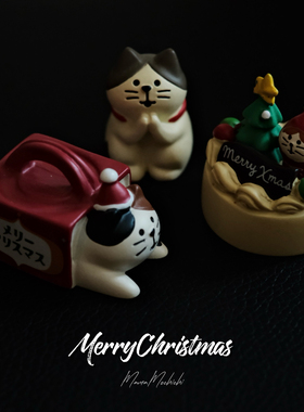 复古迷你可爱圣诞节猫猫蛋糕摆件