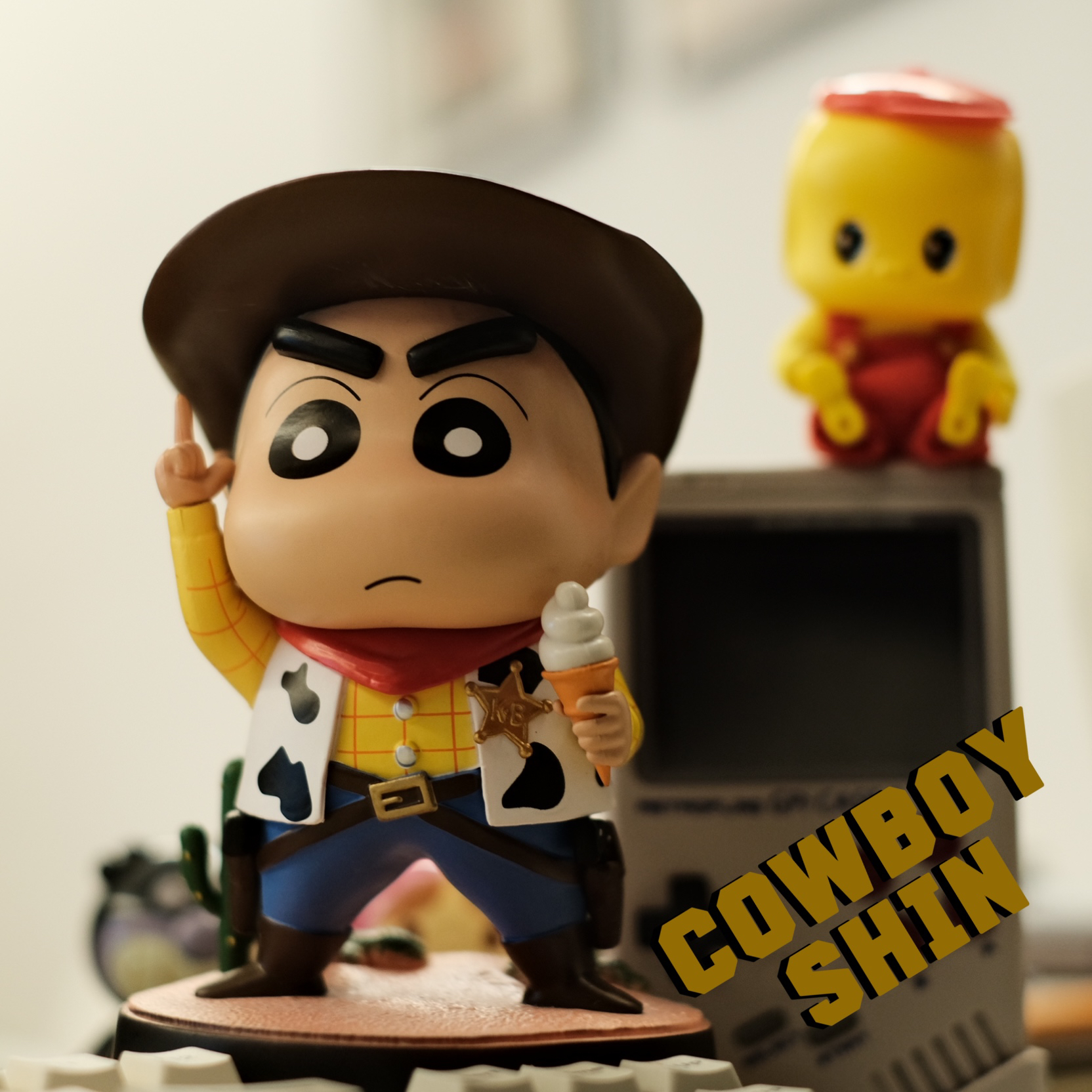 卡通牛仔小新装饰摆件公仔模型