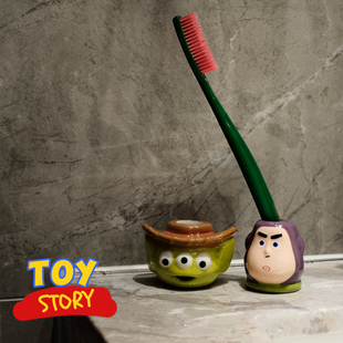 玩具老友记三眼仔太空人巴斯公仔牙刷架笔架浴室置物装饰摆件