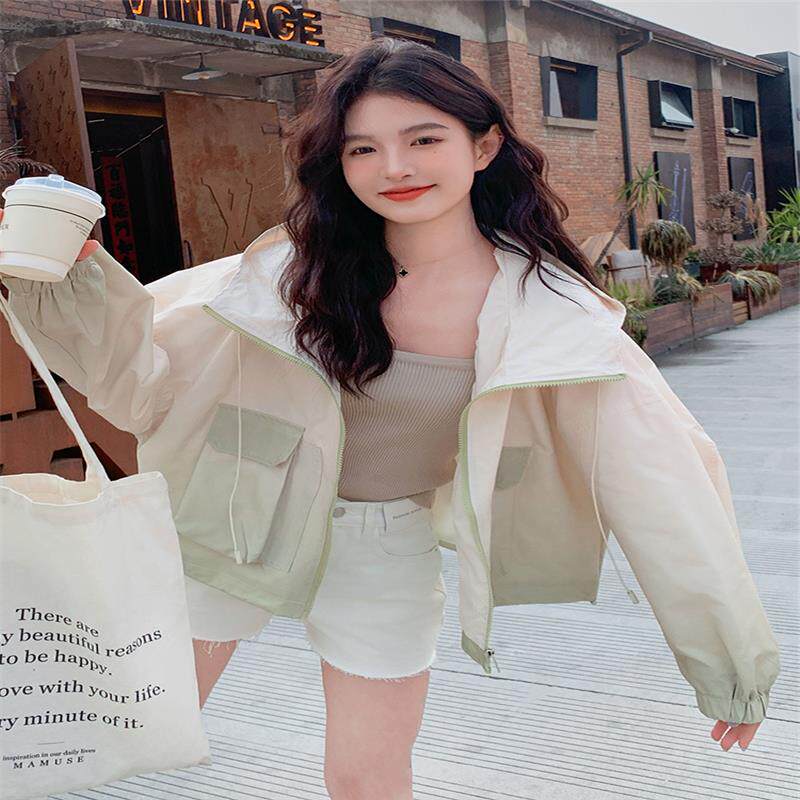 现货主推，夏季渐变色韩版绿色短款外套6003防晒服-p125-k178,女装防晒衣,浙宝100