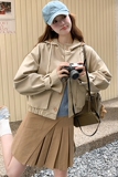 【新款】卡其色可盐可甜显瘦短款外套B100-8667-p145-k198，女装风衣，浙宝100