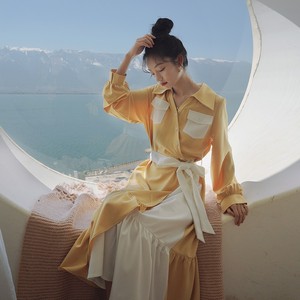 大量现货。秋季拼接连衣裙数据很好，077-2232-P115-K168图片