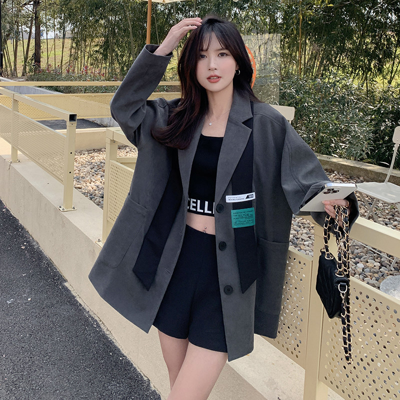 甜辣休闲宽松设计感小众西装外套女春秋高级感炸街韩系西服学院风,女装西装,浙宝100
