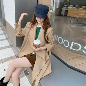 设计感大翻领卡其色风衣外套女春秋2025新款小个子大衣高级感图片