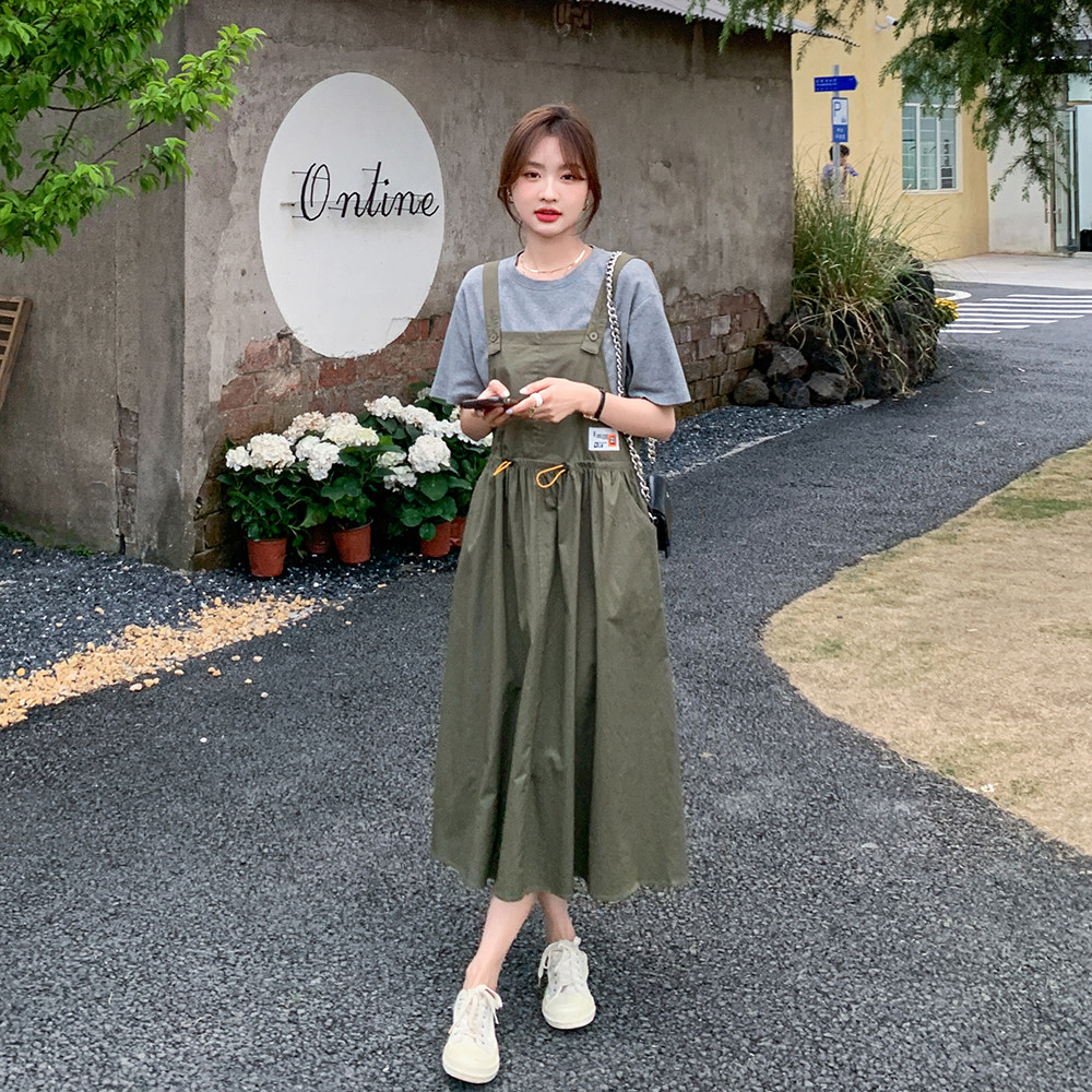 网红爆款宽松背带连衣裙女2024夏季新款初恋系温柔桔梗裙休闲长裙,女装连衣裙,浙宝100