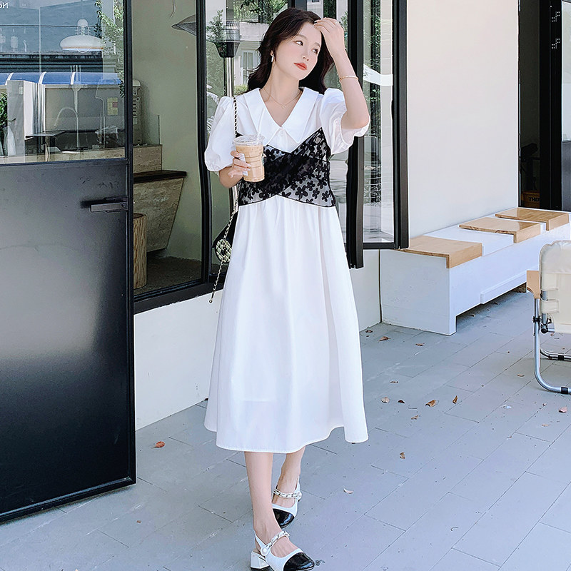 松弛感蝴蝶结绑带白色V领连衣裙女夏2025温柔风独特绝美连身长裙,女装连衣裙,浙宝100