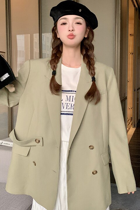 时尚后背小心机开叉设计西装外套女2025秋季新款高级感休闲小西服,女装风衣,浙宝100