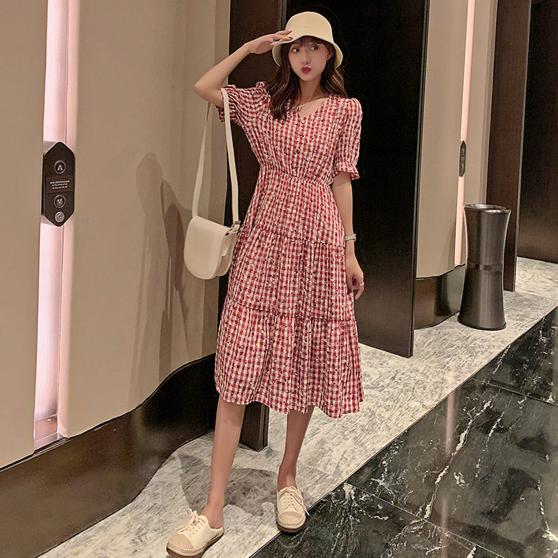 现货新款格子连衣裙B077-W21-P85-K138，女装连衣裙，浙宝100