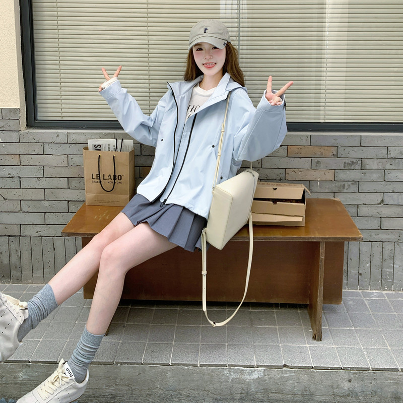 [新款】蓝色连帽减龄显瘦短款外套B100-8669p135-k188,女装套装/套裙,浙宝100