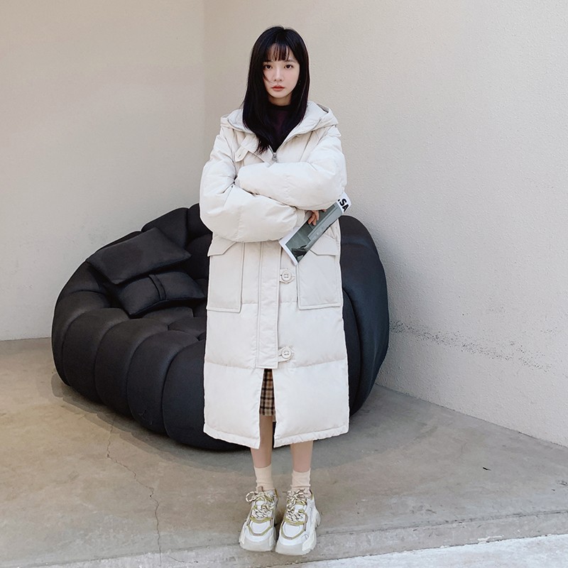现货，上了就能卖米白色中长款加厚服077-2802-P185-k268,女装棉衣/棉服,浙宝100