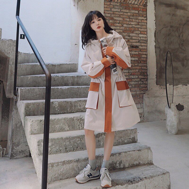 数据，2022年秋装拼接连帽工装风衣077-2136-P125-K188，女装风衣，浙宝100