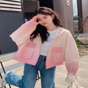 现货主推，夏季渐变色韩版绿色短款外套6003防晒服-p125-k178图片
