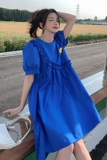 克莱因蓝夏季连衣裙，主推新款，数据非常棒，077-2287-P95-K148，女装连衣裙，浙宝100