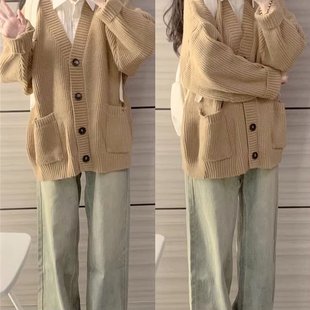 早秋冬高级感慵懒风小个子外套 针织衫 开衫 V领毛衣女秋季 2025新款
