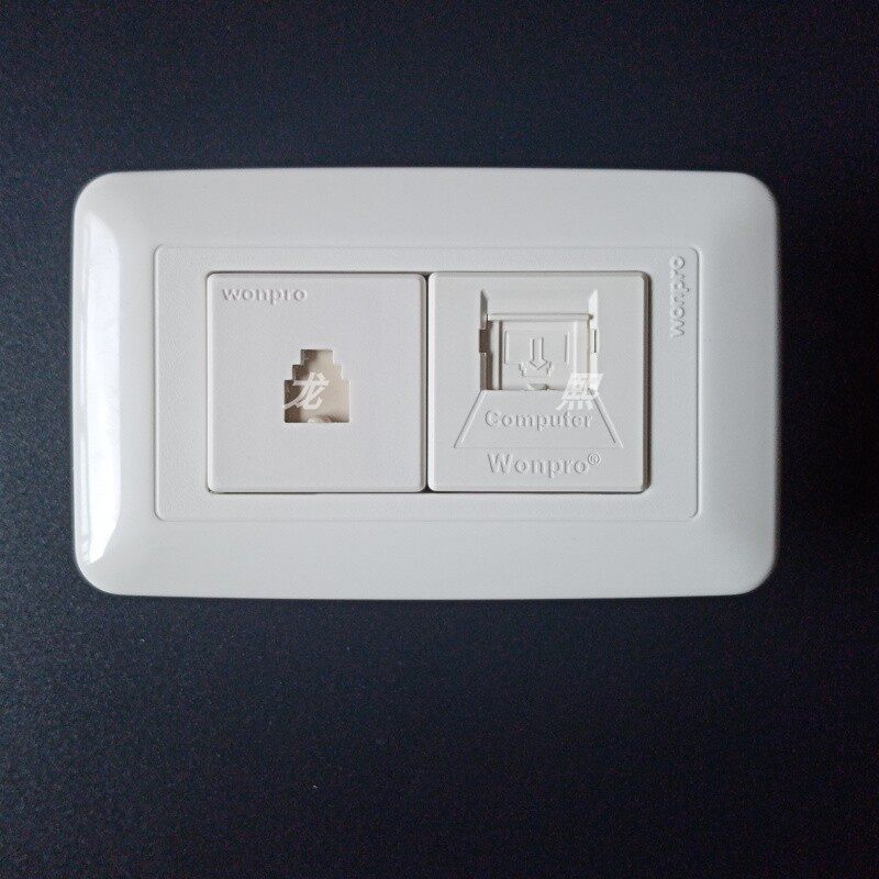 稳不落118型家用壁式明暗 工装老式插座一位4四电话带8芯网络面板