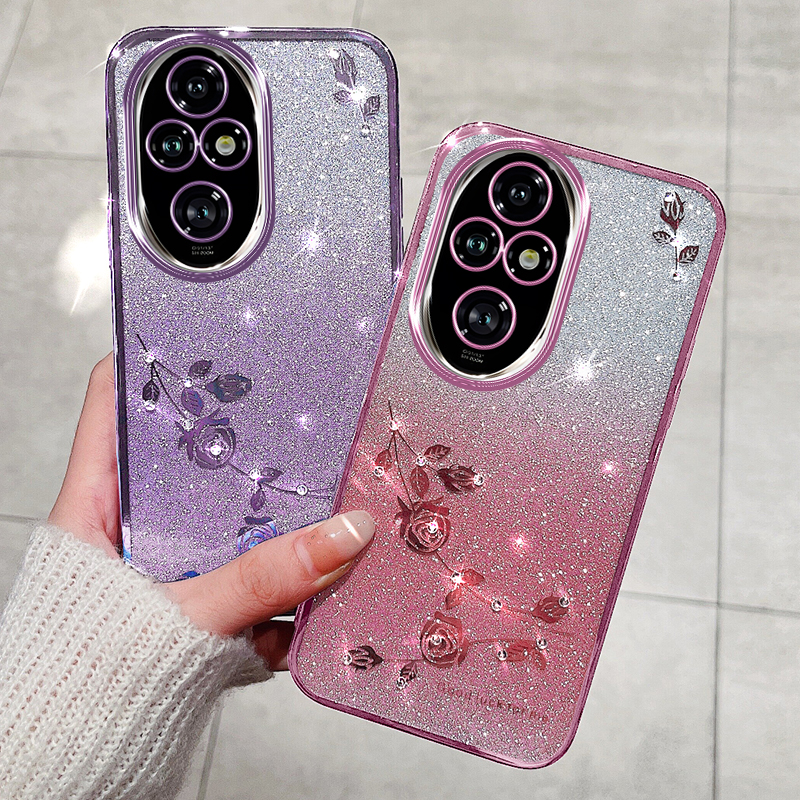 适用华为荣耀200手机壳渐变闪粉