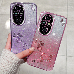 pr0网红闪粉ANOO 适用华为荣耀200手机壳honor200pro渐变5G保护套ELI一AN00镜头全包防摔水钻ELP软壳por女生款