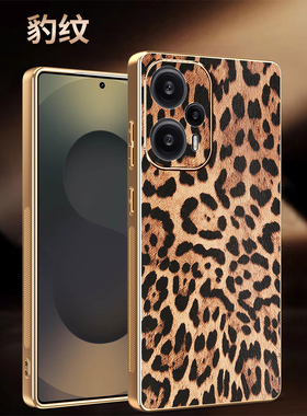 适用香港版小米POCOF5手机壳POCO保护F5豹纹套软壳全包镜头POCF防摔xiaomi电镀P0C0F5男女士PCOF国际外壳新款