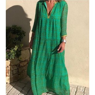 2025 Women's Long Sleeve Bohemian Base Dress