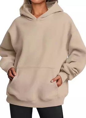 2025 Independent Women's Solid lor Loose Hooded Long-sleeved