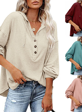 Women's 2025 Casual Loose Solid lor Hoodie Sweater