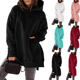 Pocket Neck sleeved Long Sweater Crew lined lor Fleece Solid