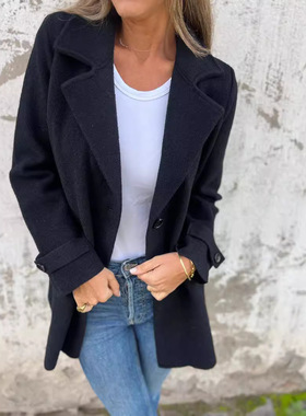 2025 Women's Woolen at Casual Loose Laps Fake Pocket Cardiga