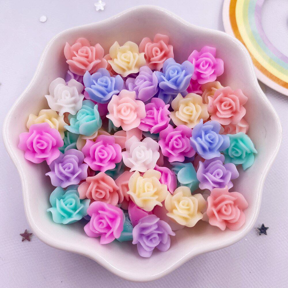 50pcs Resin Cute Colorful 10mm Rose Flower Gem Flatback Ston怎么样,好用不?