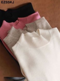 soft solid turtleneck autumn color Basic winter Slim half