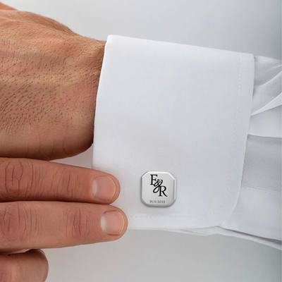 Personalized ID Cufflinks Men,Custom Text Logo Message Cuff