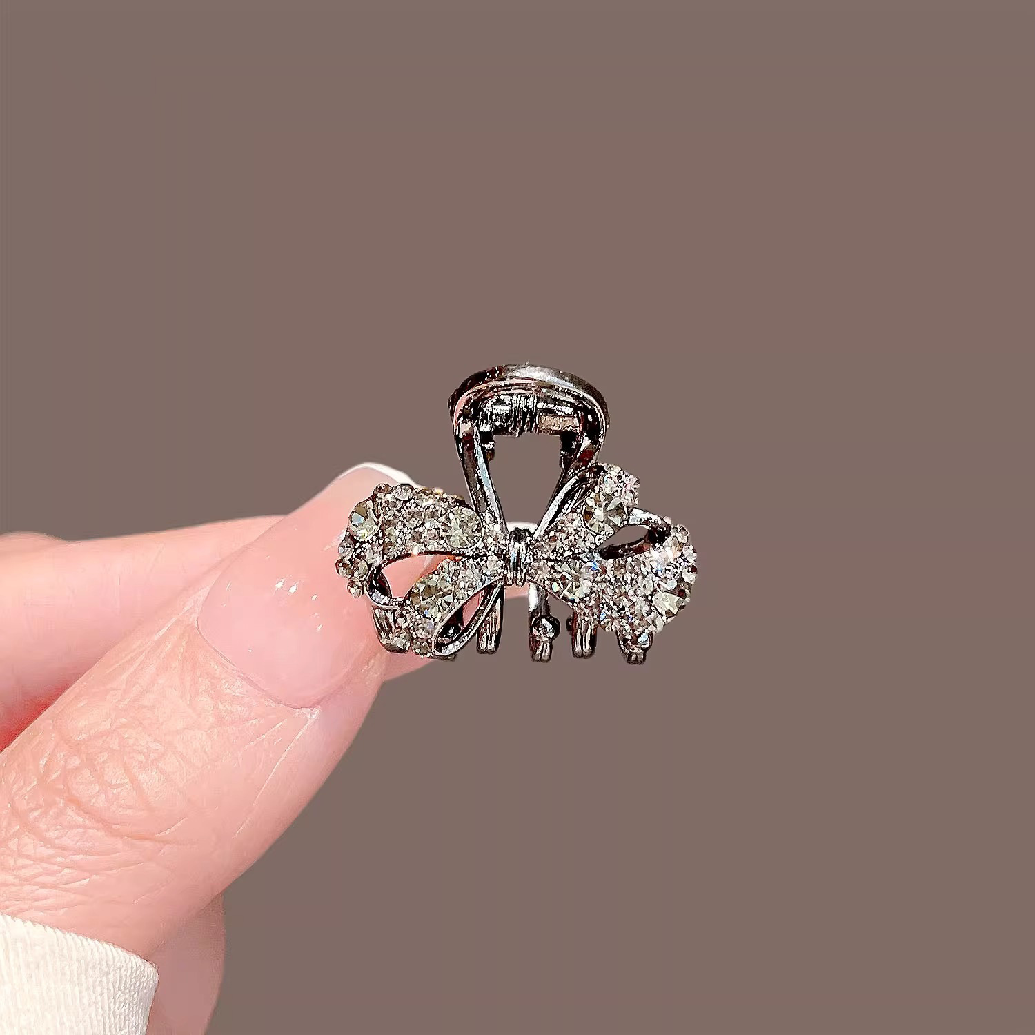 高级感碎发夹公主头发夹侧边刘海边夹子精致黑色水钻蝴蝶结小抓夹