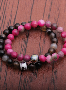 外贸饰品跨境亚马逊热销  欧美8mm玛瑙石桃心串珠手串手链 女