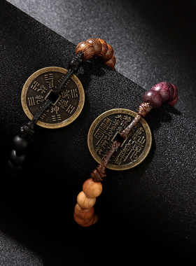 跨境热销民族风编织串珠手串新中式小众设计山鬼花钱手绳百搭手链