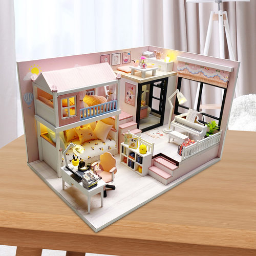 美代diy小屋阁楼手工拼装模型微缩场景玩具摆件创意生日礼物