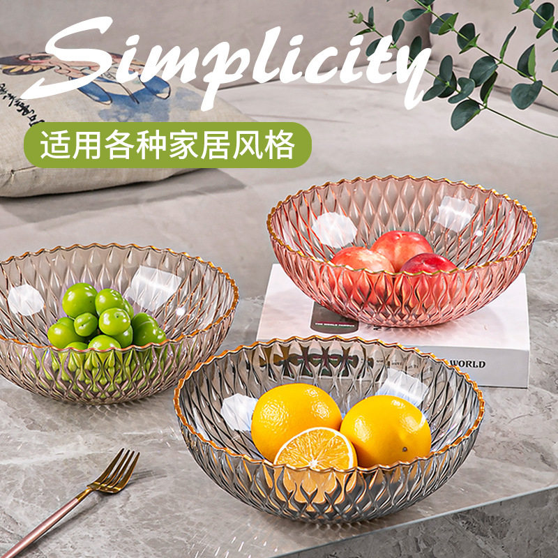 透明金边水果盘轻奢风托盘高颜值客厅家用茶几新款干工厂批发