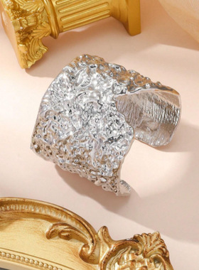 欧美夸张嘻哈个性女孩开口宽手镯时尚冷淡风朋克不规则手环配饰