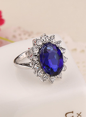 跨境WISH热销创意时尚新款蓝宝石戒指个性百搭装饰品手饰配饰