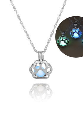 速卖通爆款热卖夜光笼子可开 可爱猫爪项链DIY吊坠甜心爱情配饰