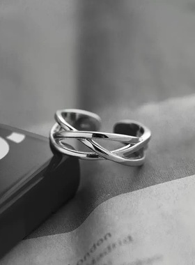 交织戒指男潮复古开口可调节朋克指环男士食指缠情戒指尾戒配饰品