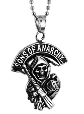 夜店潮人镰刀配饰外贸挂饰死神吊坠欧美朋克钛钢骷髅男士项链N594