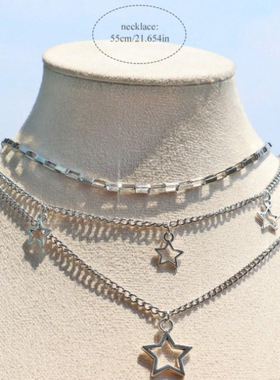 跨境欧美小众高级感多层链条星星吊坠项链女时尚高级感时尚配饰女
